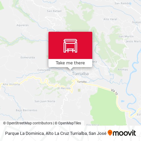 Parque La Dominica, Alto La Cruz Turrialba map