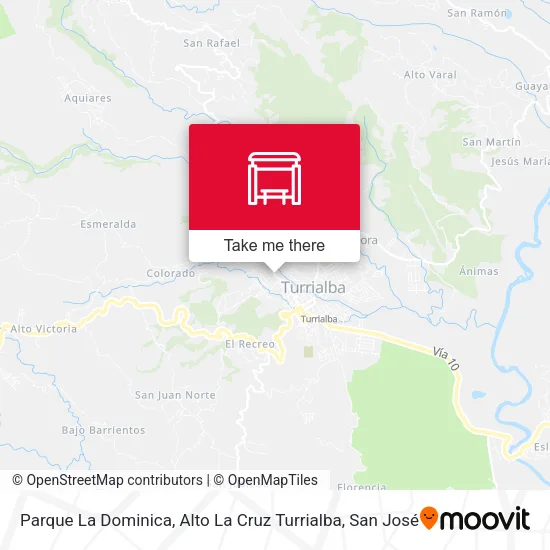 Parque La Dominica, Alto La Cruz Turrialba map