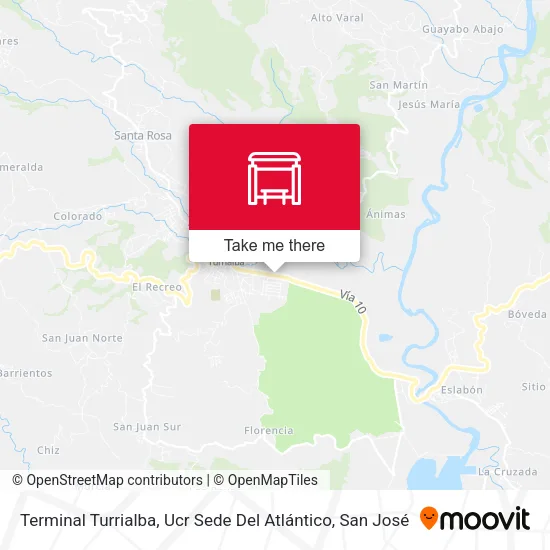 Mapa de Terminal Turrialba, Ucr Sede Del Atlántico