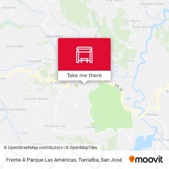 Mapa de Frente A Parque Las Américas, Turrialba