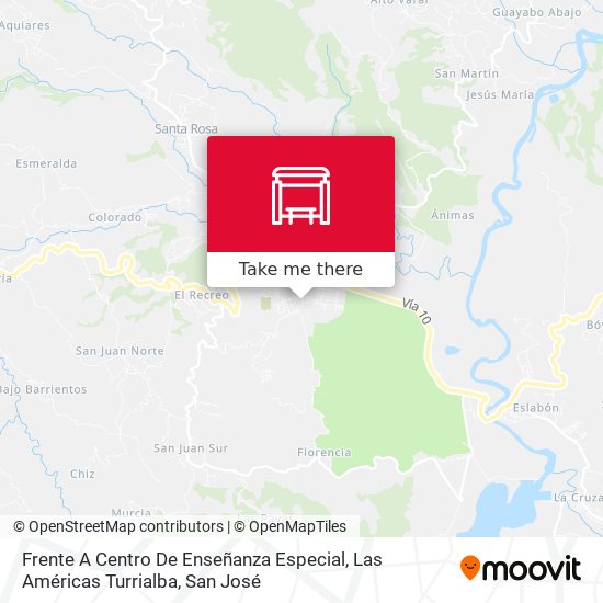 Frente A Centro De Enseñanza Especial, Las Américas Turrialba map