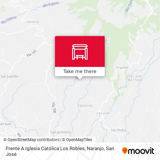 Mapa de Frente A Iglesia Católica Los Robles, Naranjo