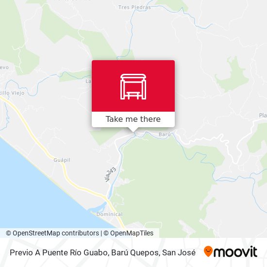 Previo A Puente Río Guabo, Barú Quepos map