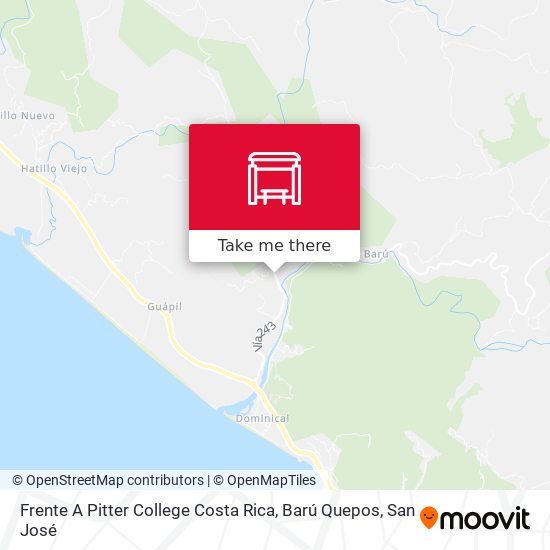 Frente A Pitter College Costa Rica, Barú Quepos map