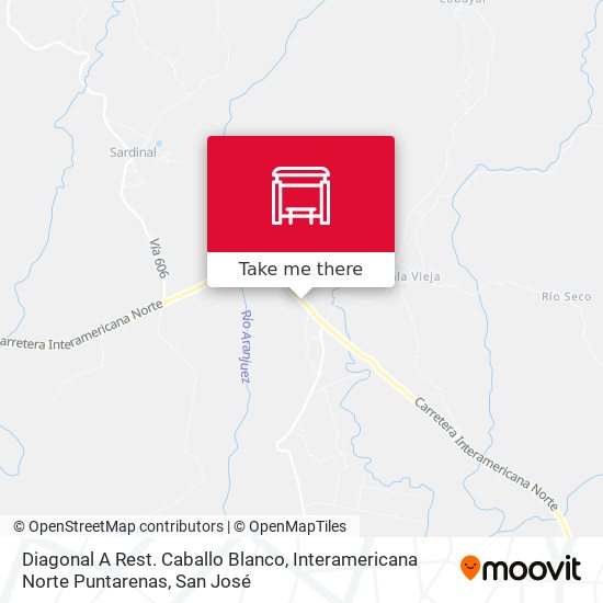 Diagonal A Rest. Caballo Blanco, Interamericana Norte Puntarenas map
