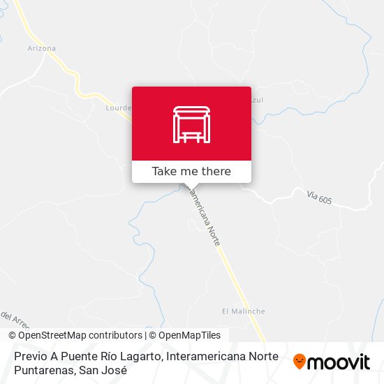 Previo A Puente Río Lagarto, Interamericana Norte Puntarenas map