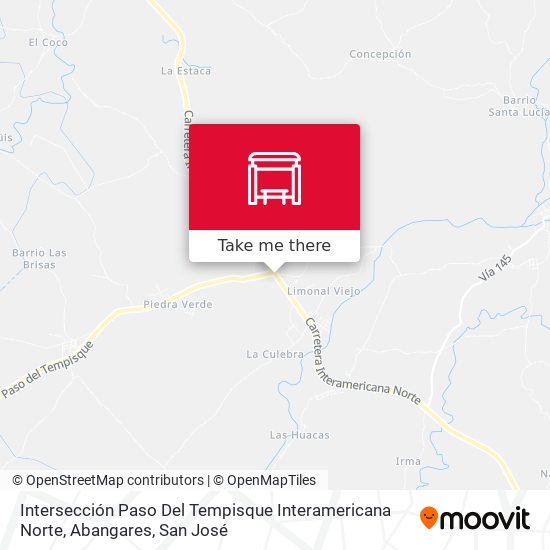 Intersección Paso Del Tempisque Interamericana Norte, Abangares map