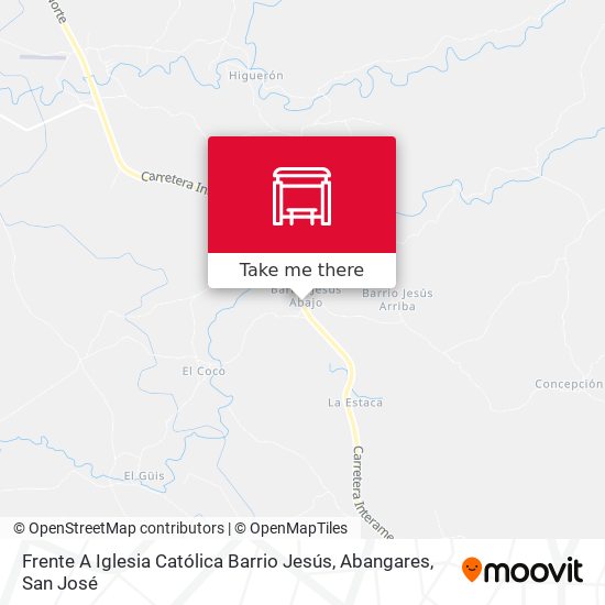 Mapa de Frente A Iglesia Católica Barrio Jesús, Abangares