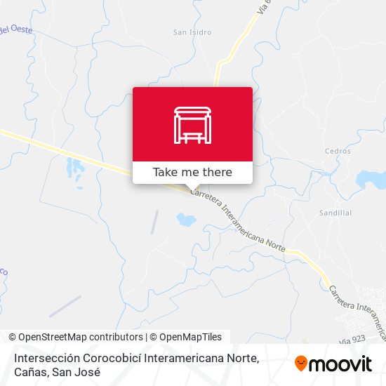 Intersección Corocobicí Interamericana Norte, Cañas map