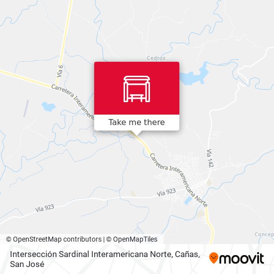 Intersección Sardinal Interamericana Norte, Cañas map