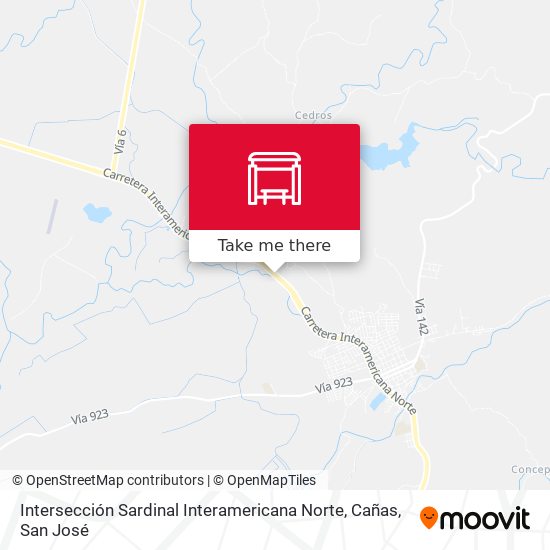 Mapa de Intersección Sardinal Interamericana Norte, Cañas