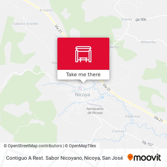 Mapa de Contiguo A Rest. Sabor Nicoyano, Nicoya