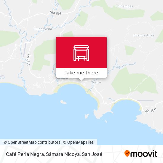 Mapa de Café Perla Negra, Sámara Nicoya