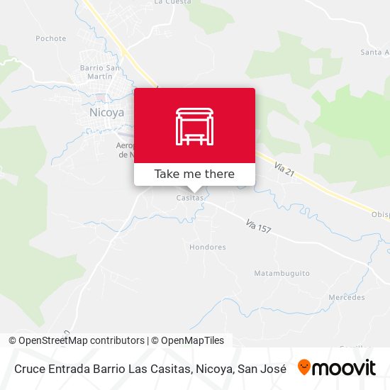 Mapa de Cruce Entrada Barrio Las Casitas, Nicoya
