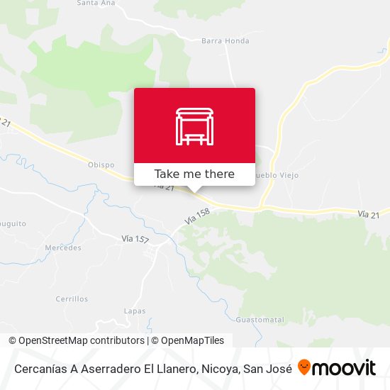 Cercanías A Aserradero El Llanero, Nicoya map