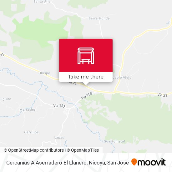 Cercanías A Aserradero El Llanero, Nicoya map