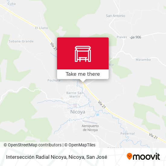 Mapa de Intersección Radial Nicoya, Nicoya