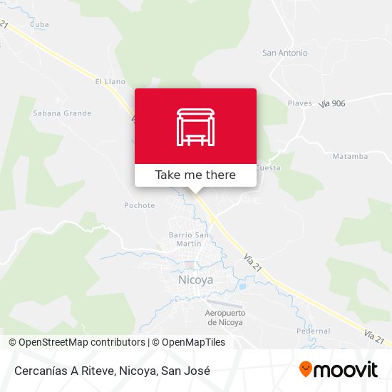 Mapa de Cercanías A Riteve, Nicoya