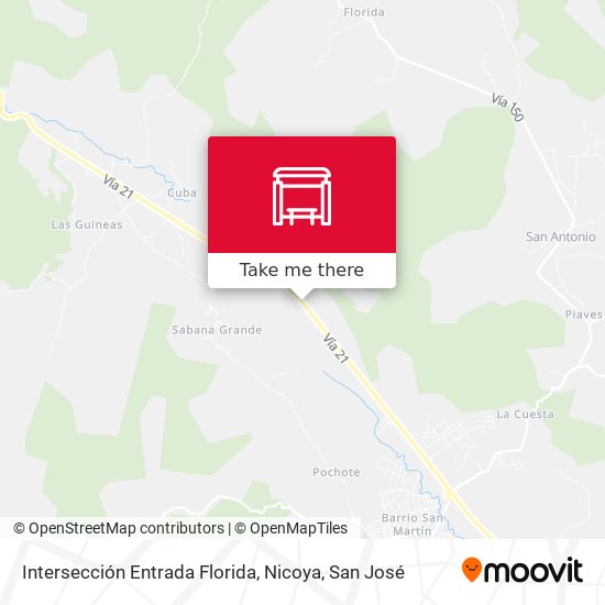 Intersección Entrada Florida, Nicoya map