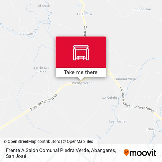 Mapa de Frente A Salón Comunal Piedra Verde, Abangares