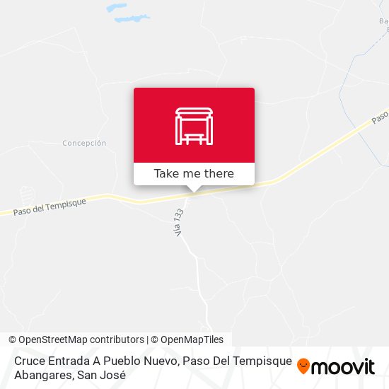 Cruce Entrada A Pueblo Nuevo, Paso Del Tempisque Abangares map