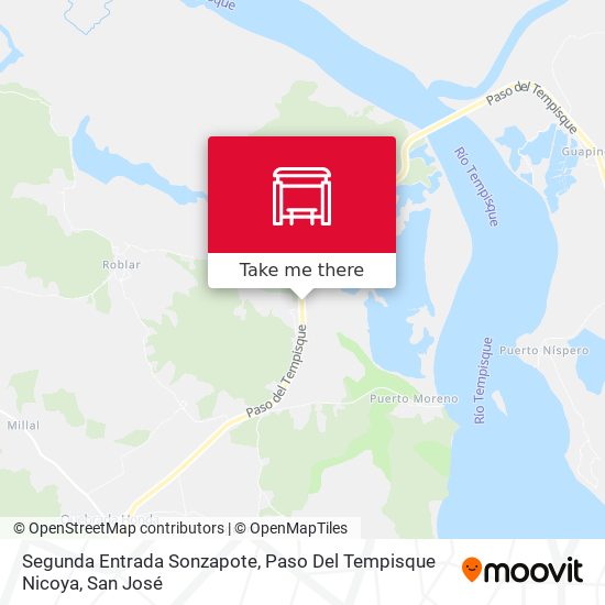 Mapa de Segunda Entrada Sonzapote, Paso Del Tempisque Nicoya
