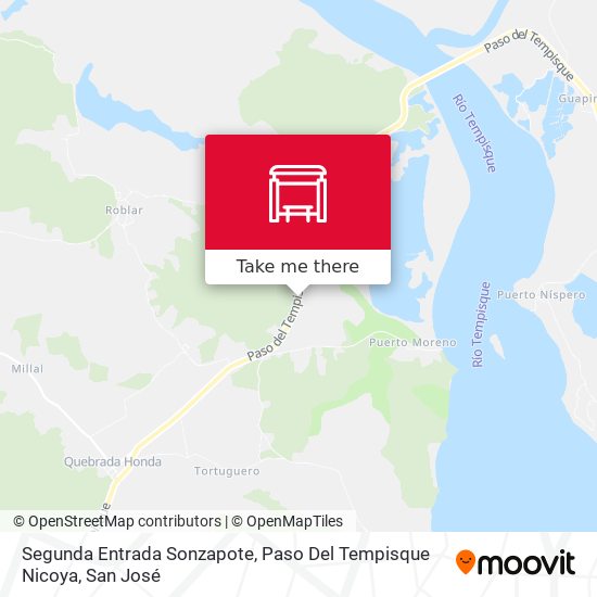 Segunda Entrada Sonzapote, Paso Del Tempisque Nicoya map