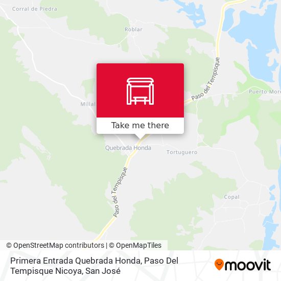 Primera Entrada Quebrada Honda, Paso Del Tempisque Nicoya map