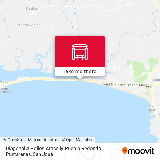 Diagonal A Pollos Aracelly, Pueblo Redondo Puntarenas map