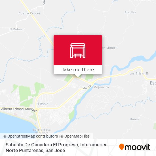 Mapa de Subasta De Ganadera El Progreso, Interamerica Norte Puntarenas