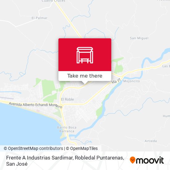 Frente A Industrias Sardimar, Robledal Puntarenas map