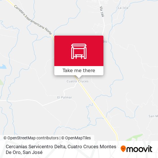 Mapa de Cercanías Servicentro Delta, Cuatro Cruces Montes De Oro