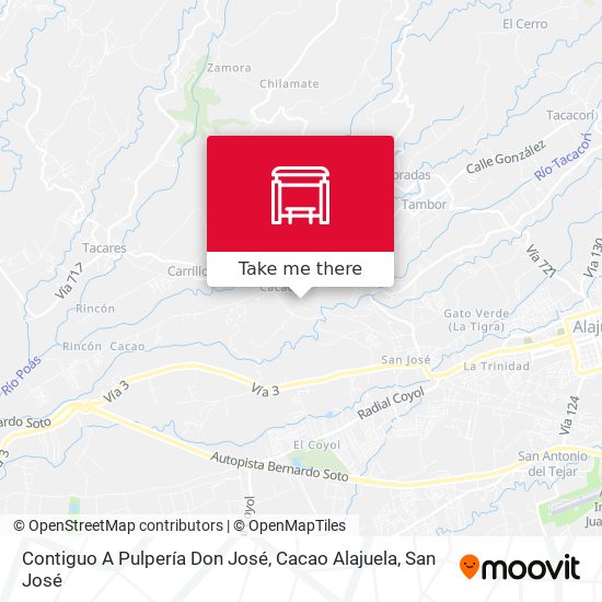 Mapa de Contiguo A Pulpería Don José, Cacao Alajuela