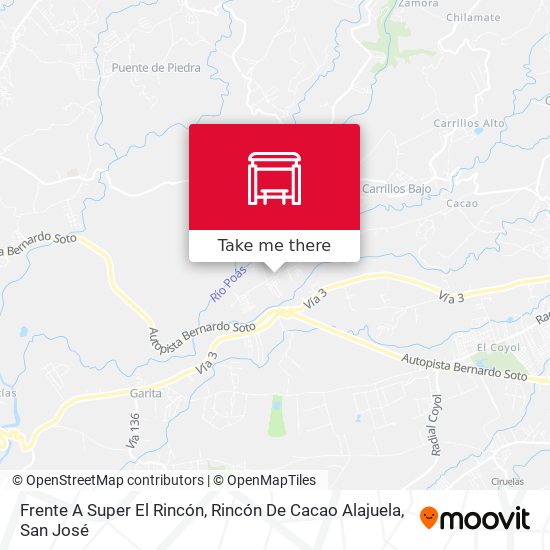 Frente A Super El Rincón, Rincón De Cacao Alajuela map