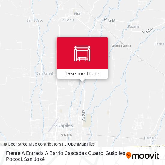 Frente A Entrada A Barrio Cascadas Cuatro, Guápiles Pococí map