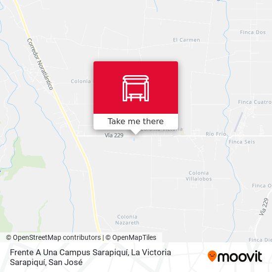 Frente A Una Campus Sarapiquí, La Victoria Sarapiquí map