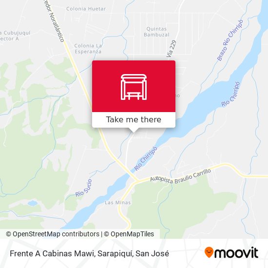 Frente A Cabinas Mawi, Sarapiquí map