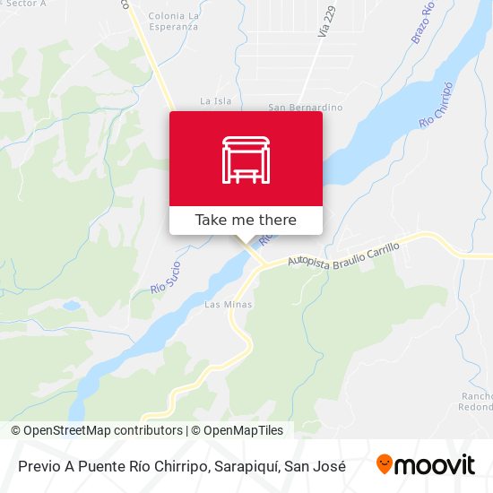 Previo A Puente Río Chirripo, Sarapiquí map