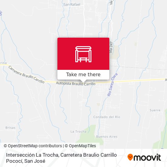 Mapa de Intersección La Trocha, Carretera Braulio Carrillo Pococí