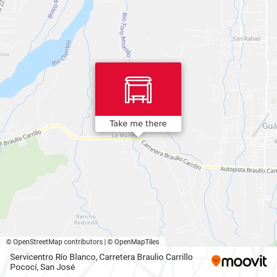 Servicentro Río Blanco, Carretera Braulio Carrillo Pococí map
