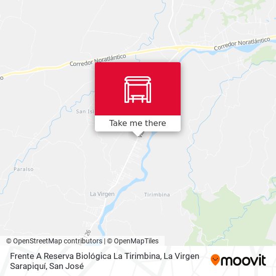 Frente A Reserva Biológica La Tirimbina, La Virgen Sarapiquí map