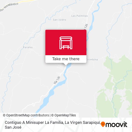 Mapa de Contiguo A Minisuper La Familia, La Virgen Sarapiquí