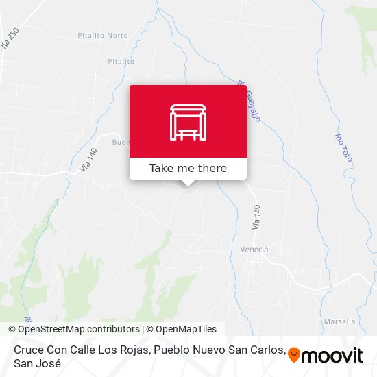Cruce Con Calle Los Rojas, Pueblo Nuevo San Carlos map
