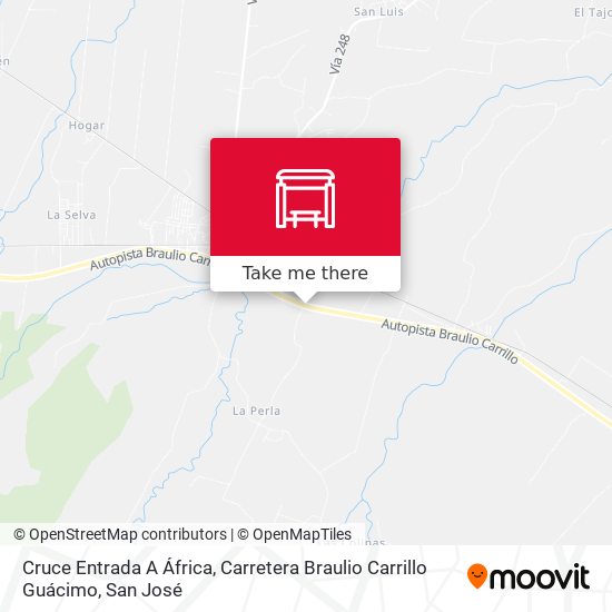 Cruce Entrada A África, Carretera Braulio Carrillo Guácimo map