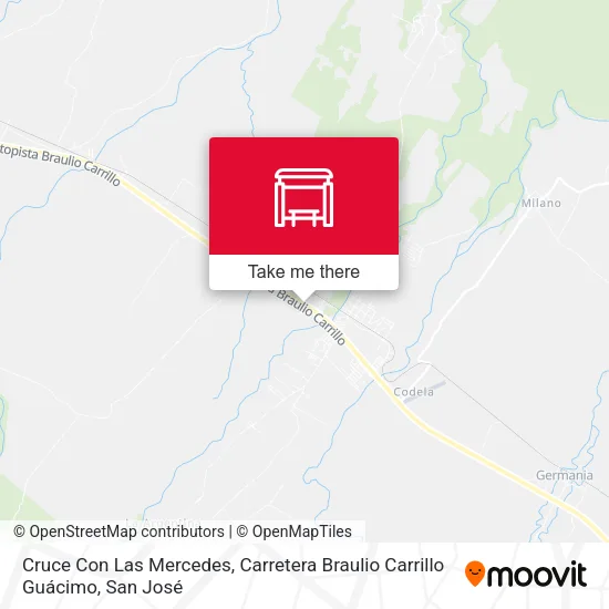 Mapa de Cruce Con Las Mercedes, Carretera Braulio Carrillo Guácimo