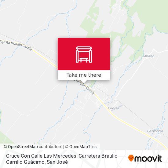 Cruce Con Calle Las Mercedes, Carretera Braulio Carrillo Guácimo map