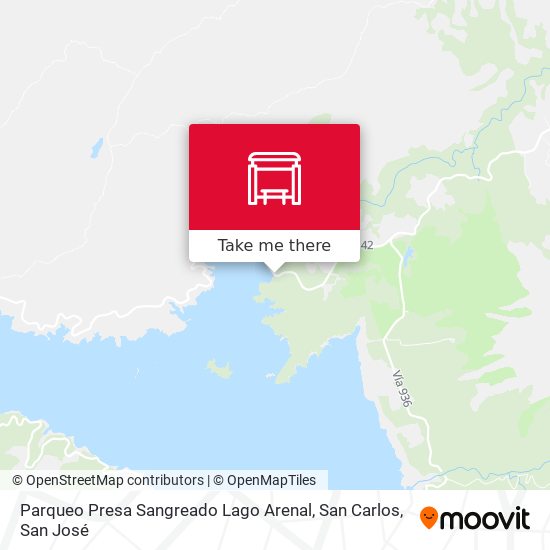 Mapa de Parqueo Presa Sangreado Lago Arenal, San Carlos