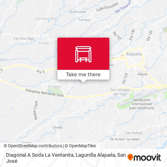 Diagonal A Soda La Ventanita, Lagunilla Alajuela map