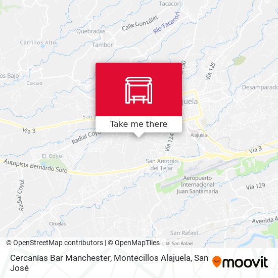 Cercanías Bar Manchester, Montecillos Alajuela map