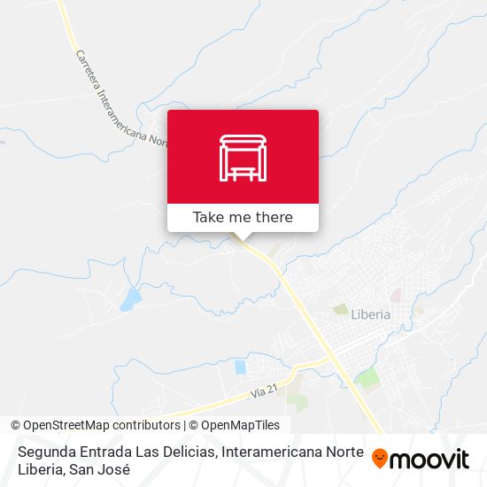Mapa de Segunda Entrada Las Delicias, Interamericana Norte Liberia